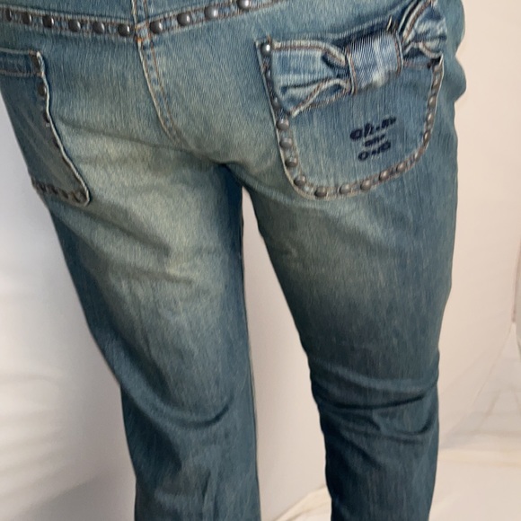 Moschino Cheap and Chic distressed studded cuffed straight blue jeans 10 - Picture 4 of 14